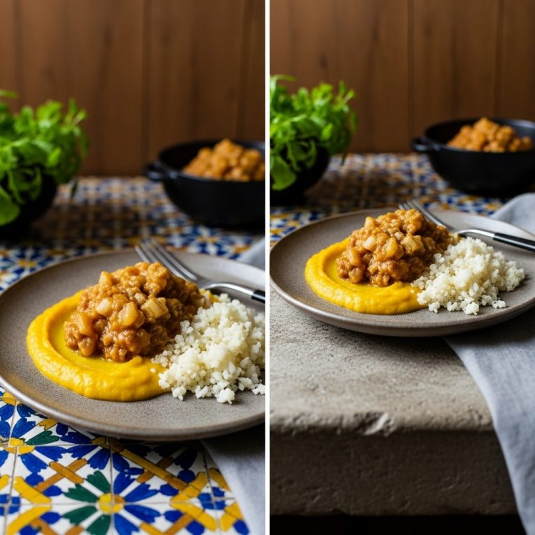 Gluten-Free South African Bobotie with Golden Squash Purée and Cauliflower Rice – A Cinematic Dinner Delight